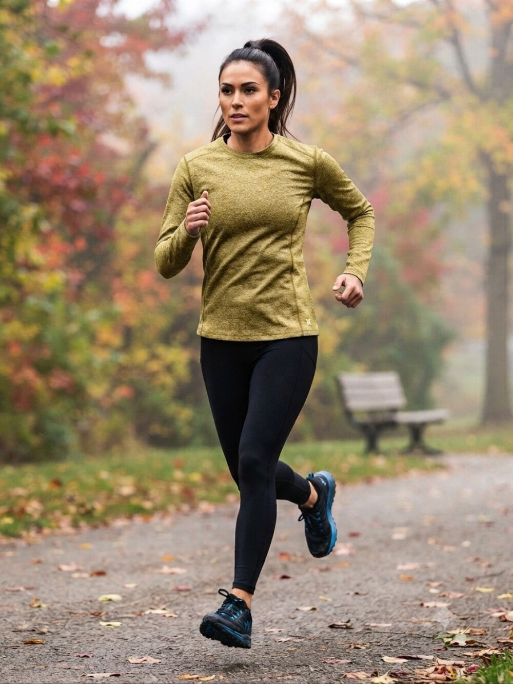 Hurley Women's Long-Sleeve Trail Tee Fleece Lined Performance Top in Olive XL